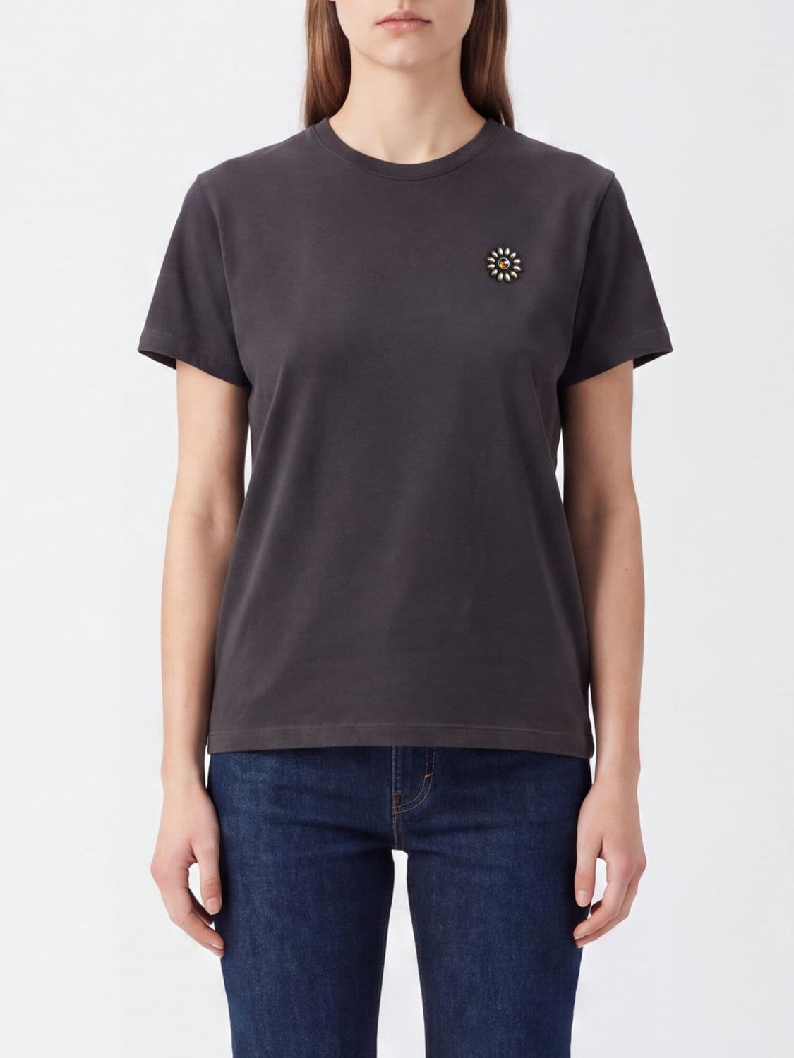 Htc Los Angeles Cotton T-shirt with Rhinestone Embroidery