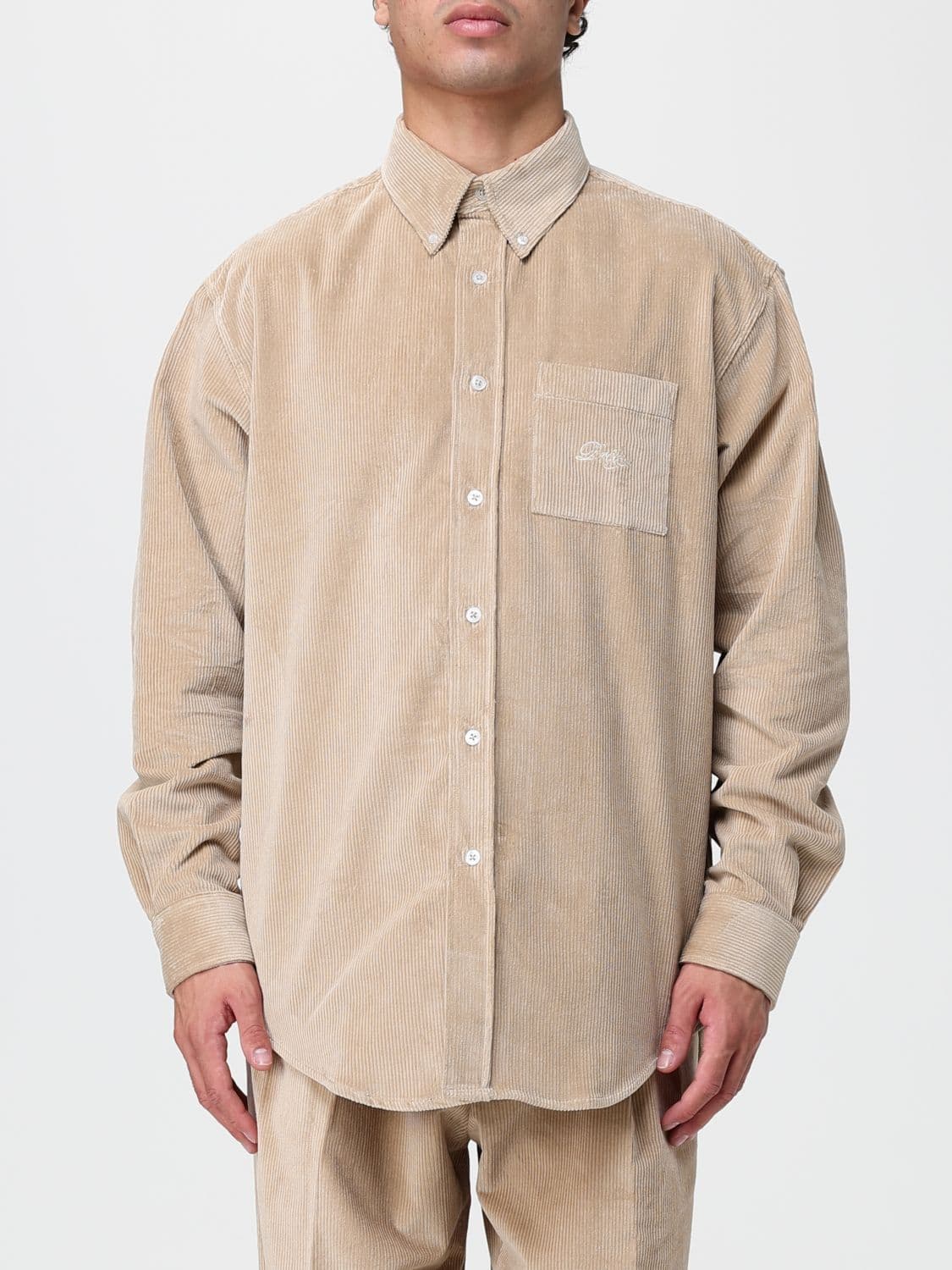 Drôle De Monsieur Graphic Print Corduroy Shirt