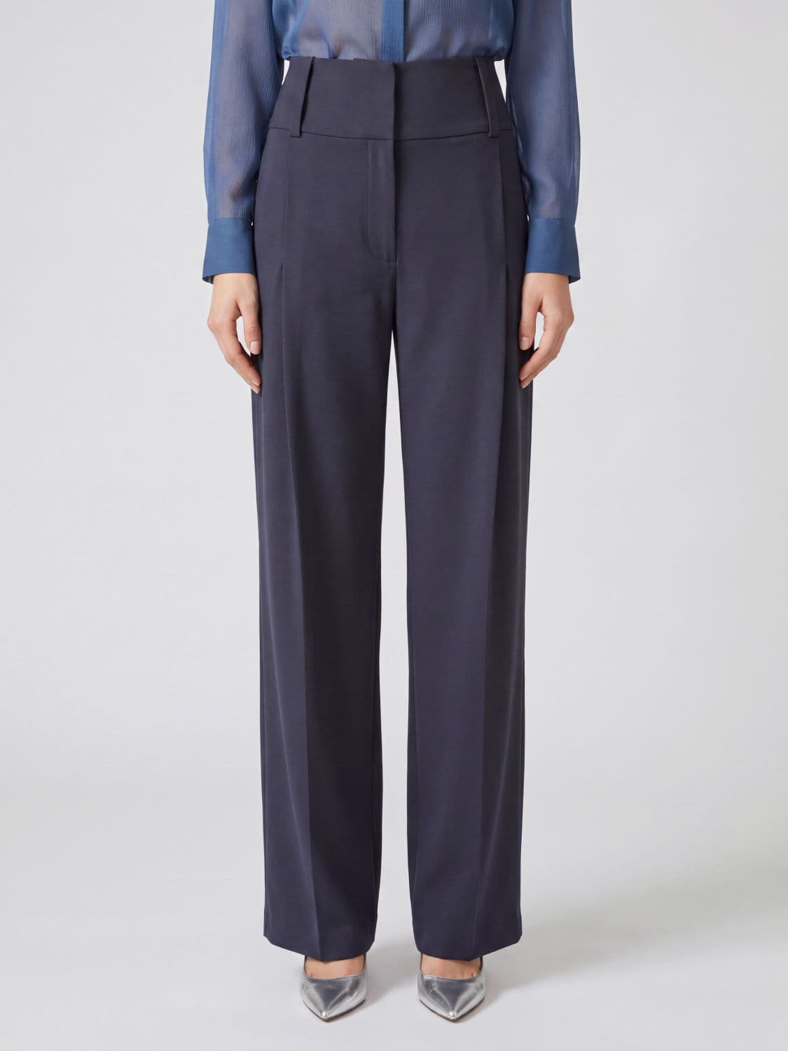 Sportmax High-Waisted Tailored Virgin Wool Palazzo Trousers