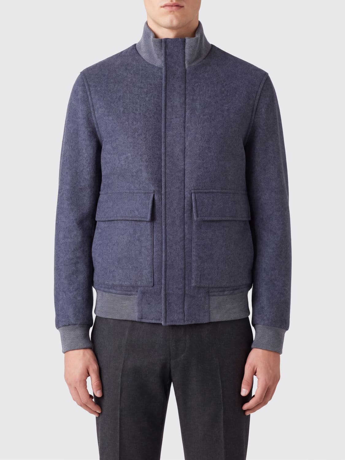 Brunello Cucinelli Wool and Cashmere Bomber Jacket with High Collar
