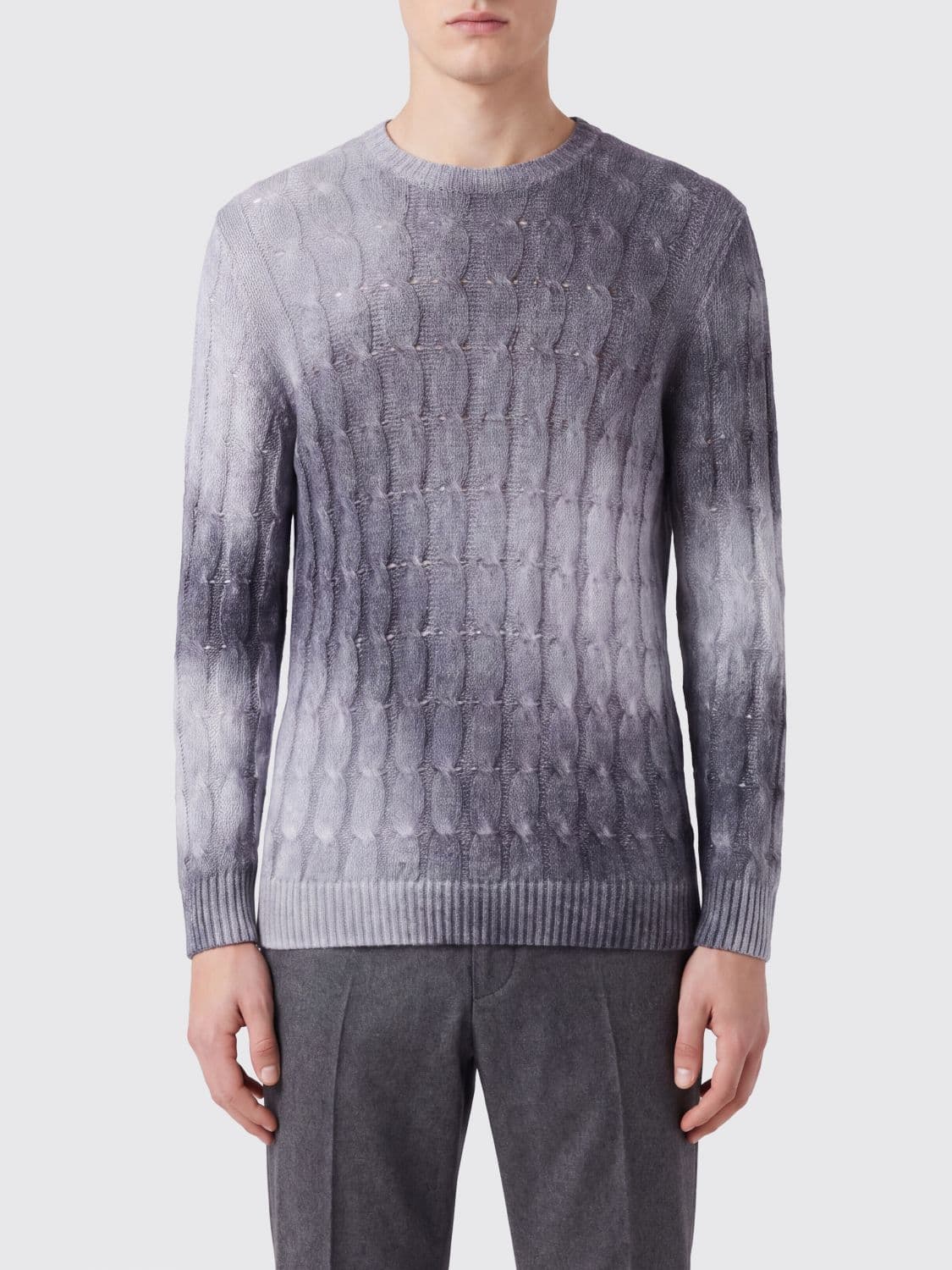 Avant Toi Two-Tone Abstract Pattern Jumper in Cashmere and Silk