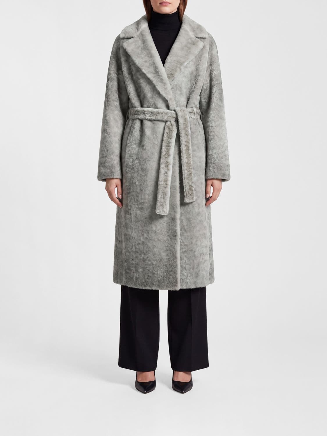 Avant Toi Alpaca Wool Dressing Gown Coat with Hood and Waist Belt
