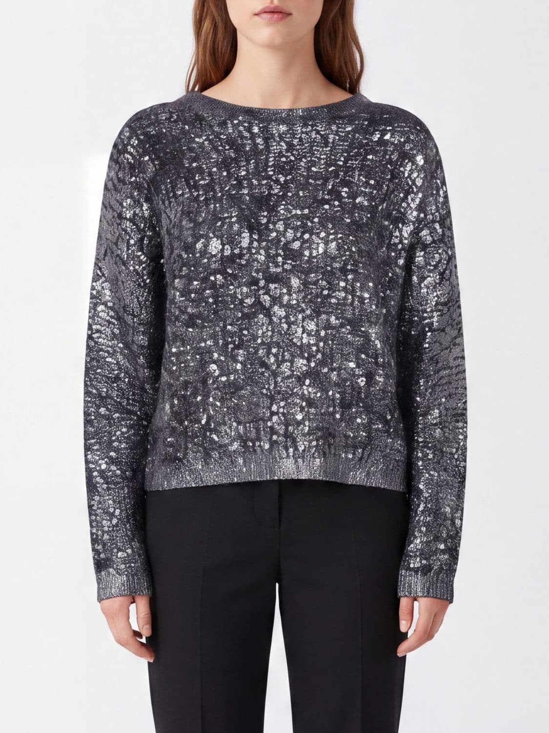 Avant Toi Cashmere and Silk Crewneck Jumper Embellished with Sequin Embroidery
