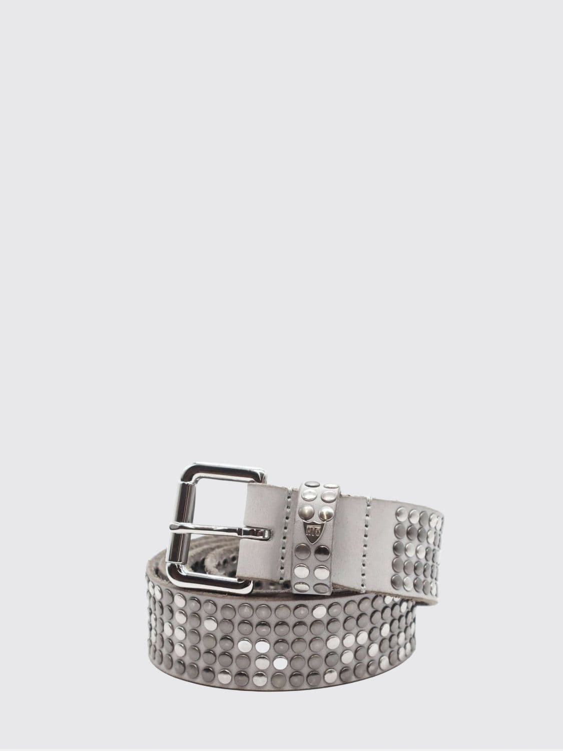 Htc Los Angeles Grey Cowhide Leather Belt with Embroidery