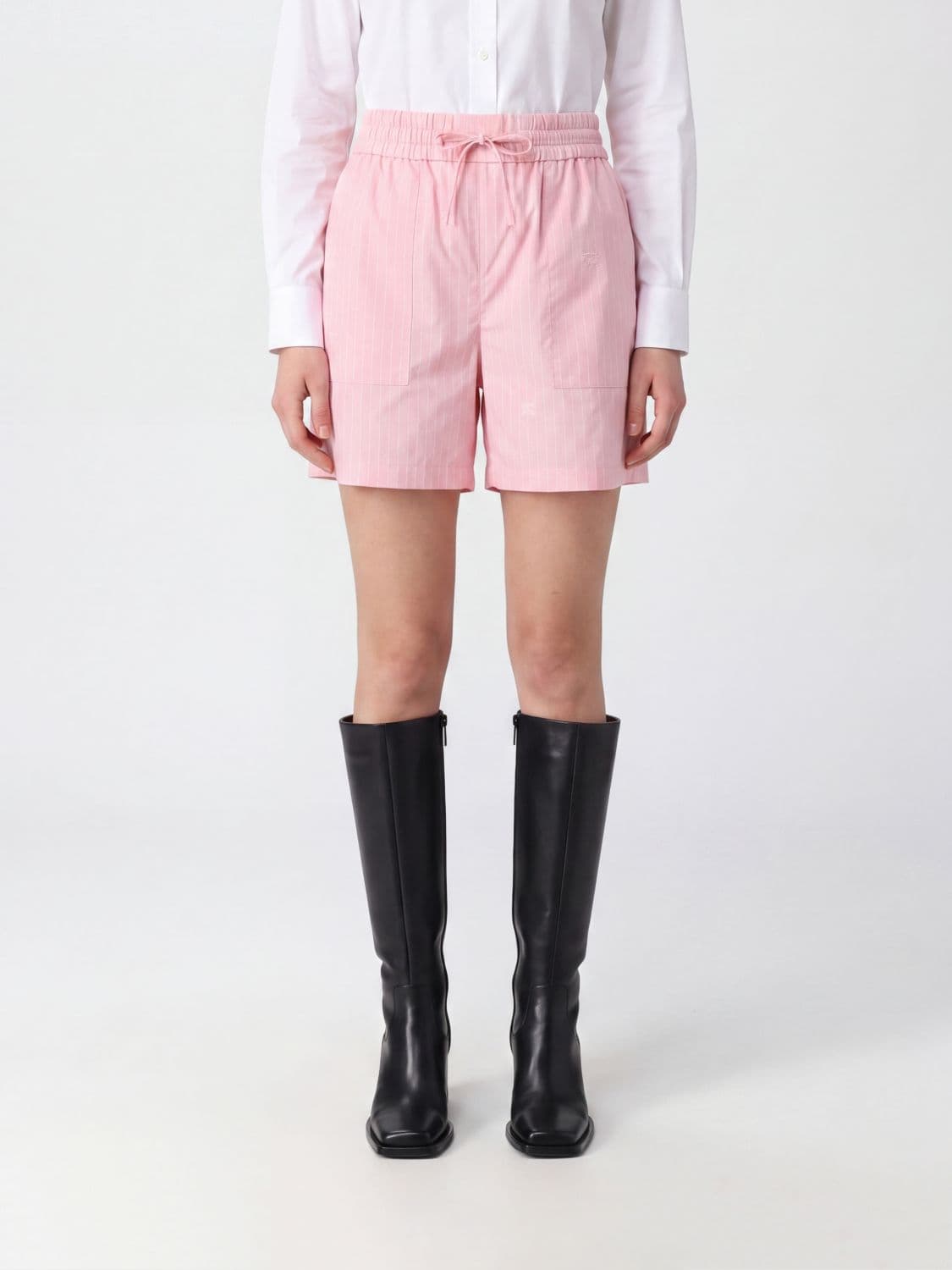 Burberry High-Waisted Striped Cotton Lounge Shorts with Drawstring · 6