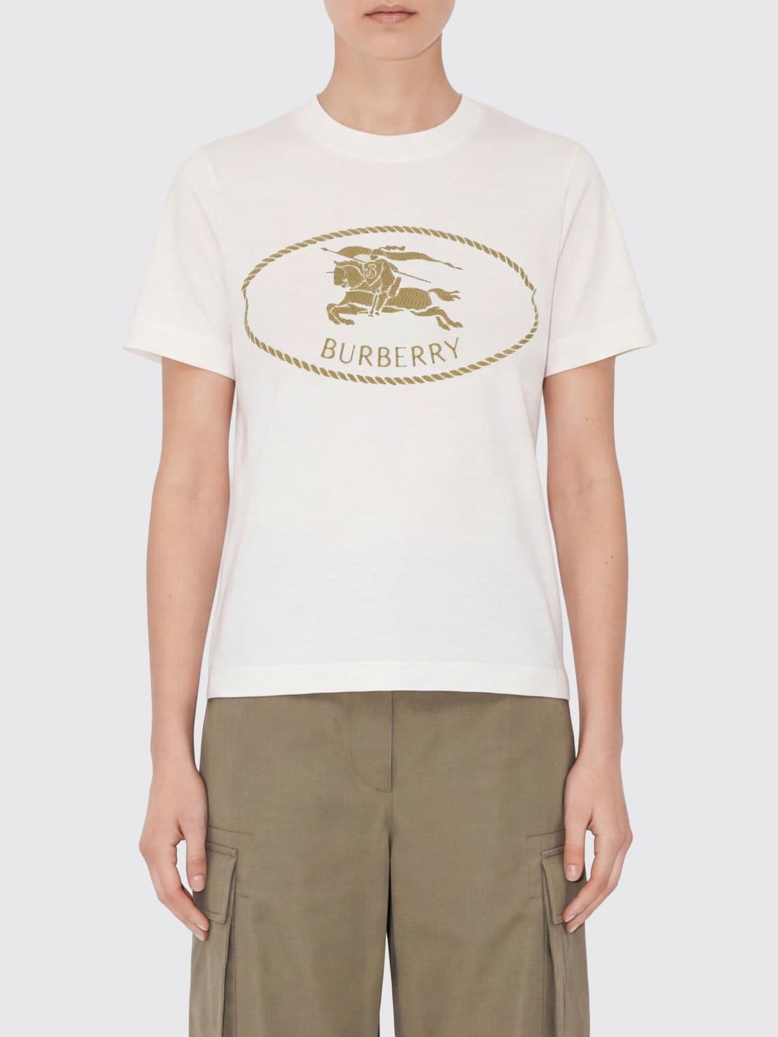 Burberry Slim Fit Cotton T-Shirt with Equestrian Knight Logo