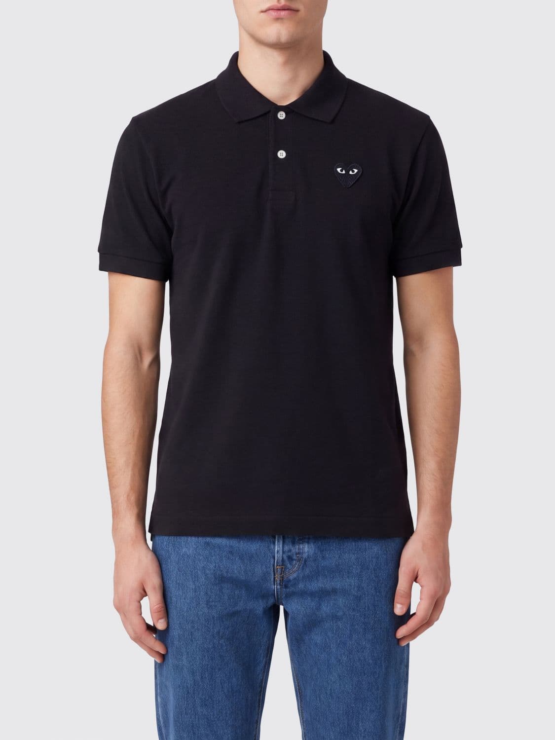 Comme Des Garçons Play Short-Sleeve Polo Shirt in Piqué Cotton with Logo