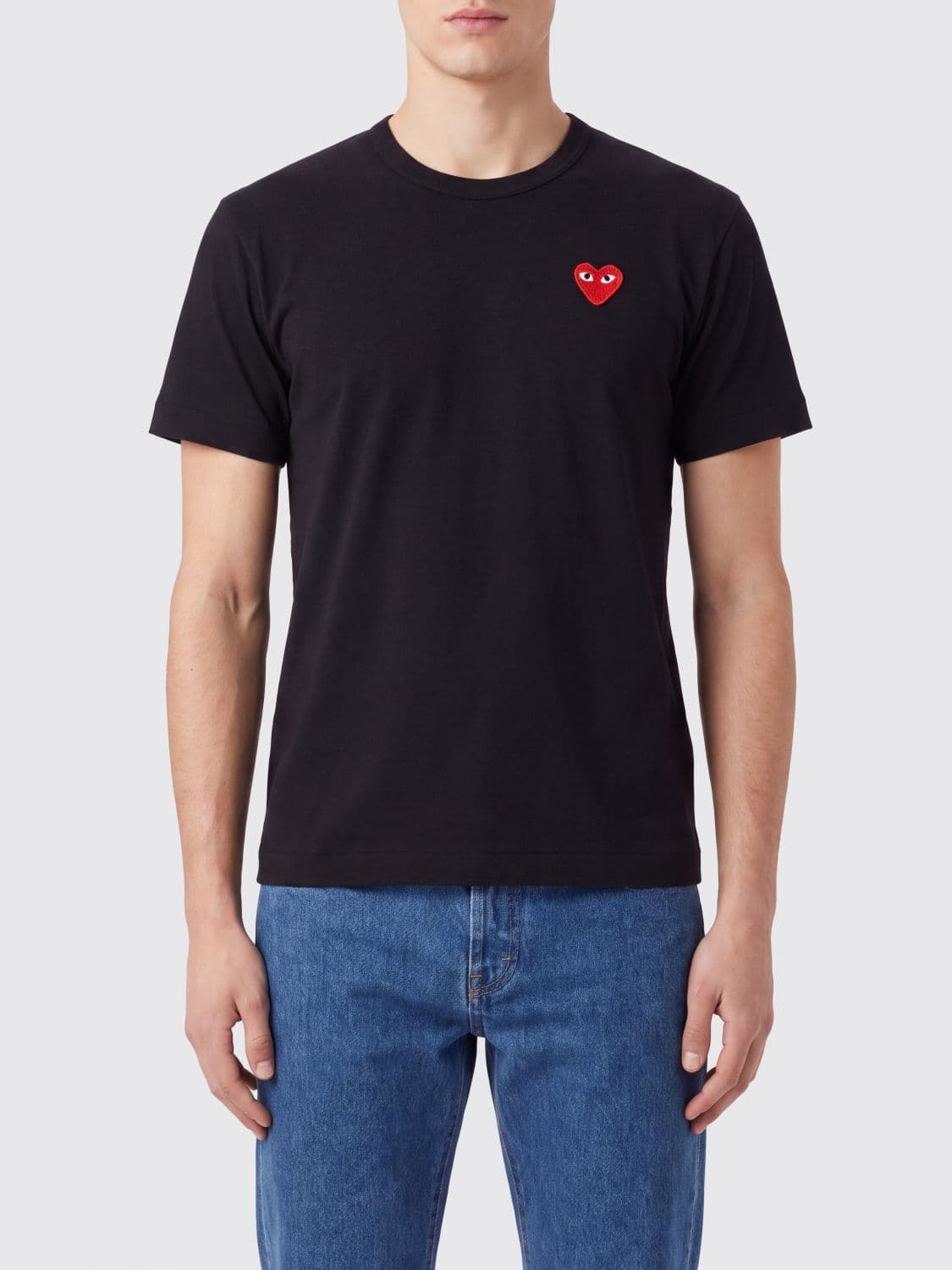 Comme Des Garçons Play Crewneck Cotton T-Shirt with an Embroidered Logo