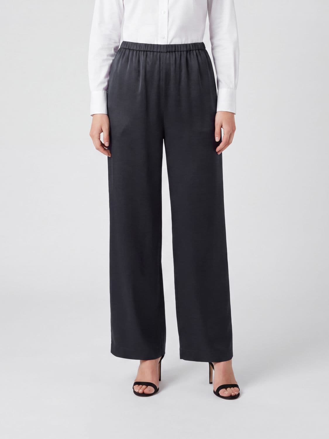 By Malene Birger Palazzo Jersey Trousers with Elasticated Waist and Wide Leg