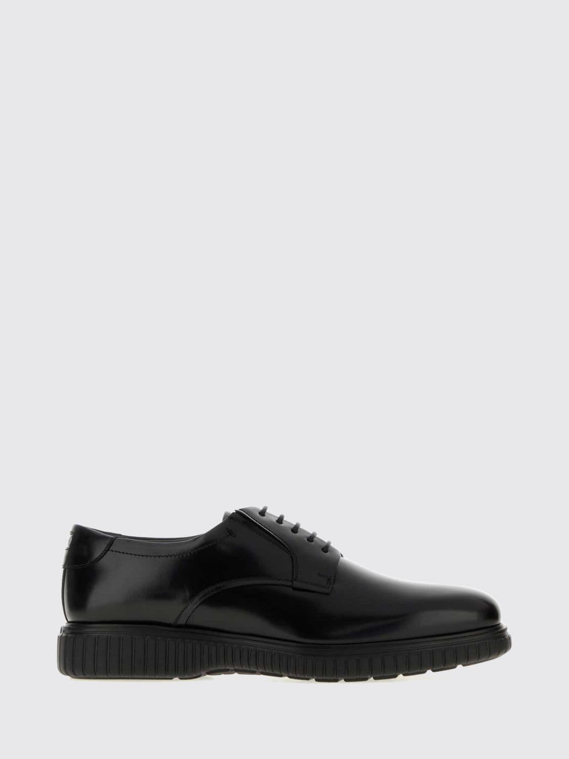 Ferragamo Smooth Calf Leather Derby Shoes with Rubber Sole