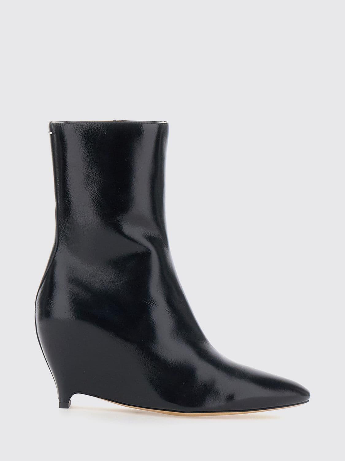 Maison Margiela Sheepskin Ankle Boots with Sculptural High Heel and Side Zip