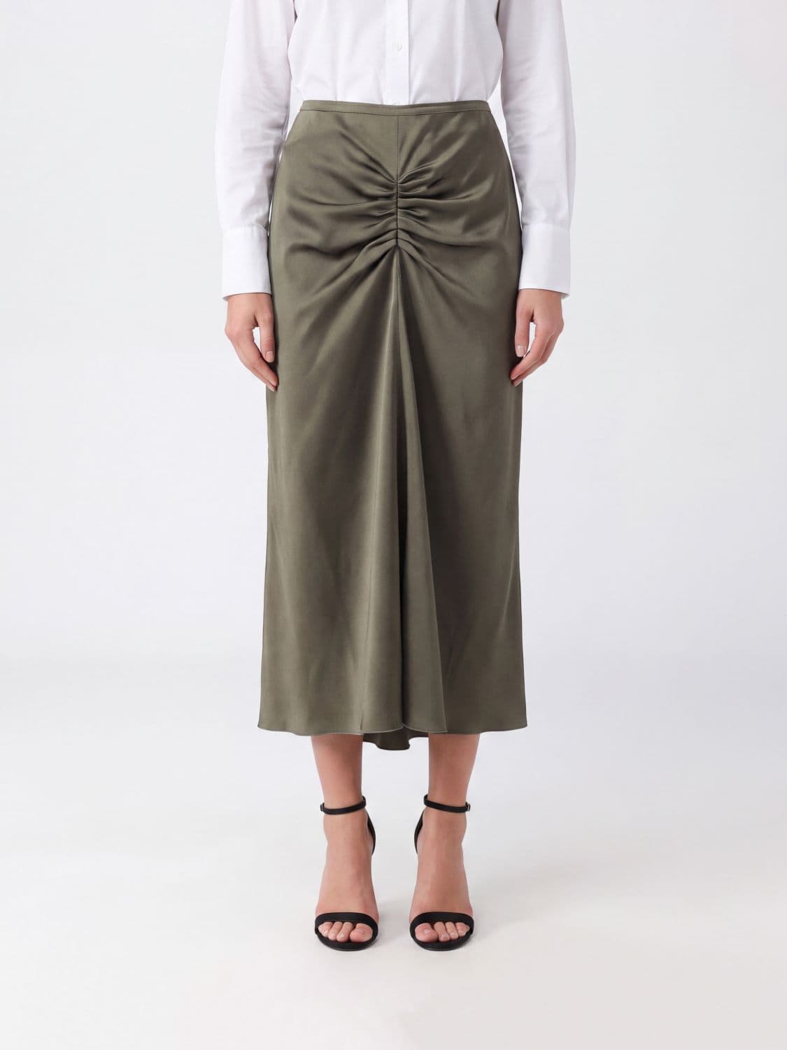 Victoria Victoria Beckham High-Waisted Ruched Midi Pencil Skirt