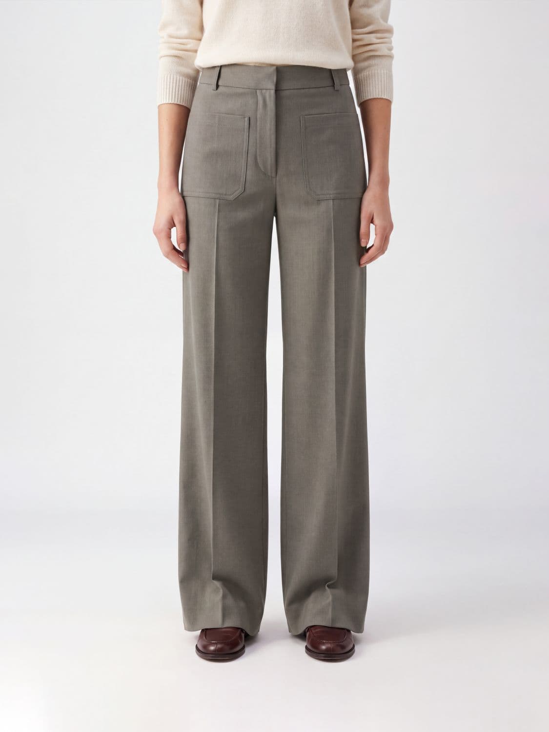 Victoria Victoria Beckham Alina Tailored Wide-Leg Trousers in Wool Blend