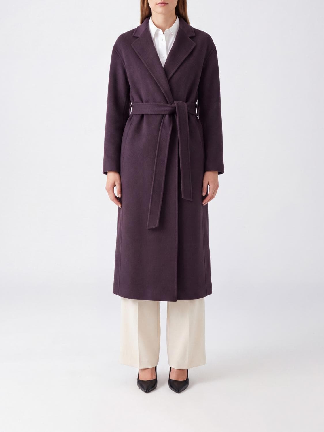 Filippa K Hooded Wool Robe Coat with a Tie-Waist Belt