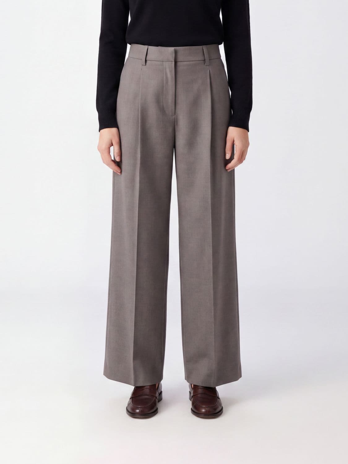 Filippa K High-Waisted Pleated Wide-Leg Trousers in a Wool Blend