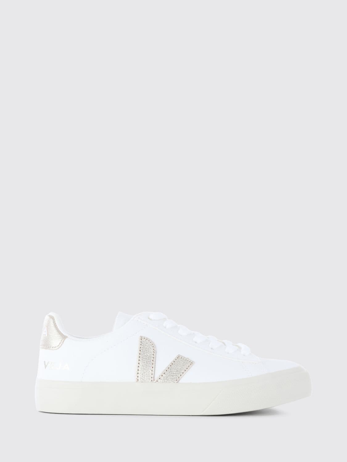 Veja Campo Sustainable O. T. Leather Trainers with Contrasting Side V-Logo