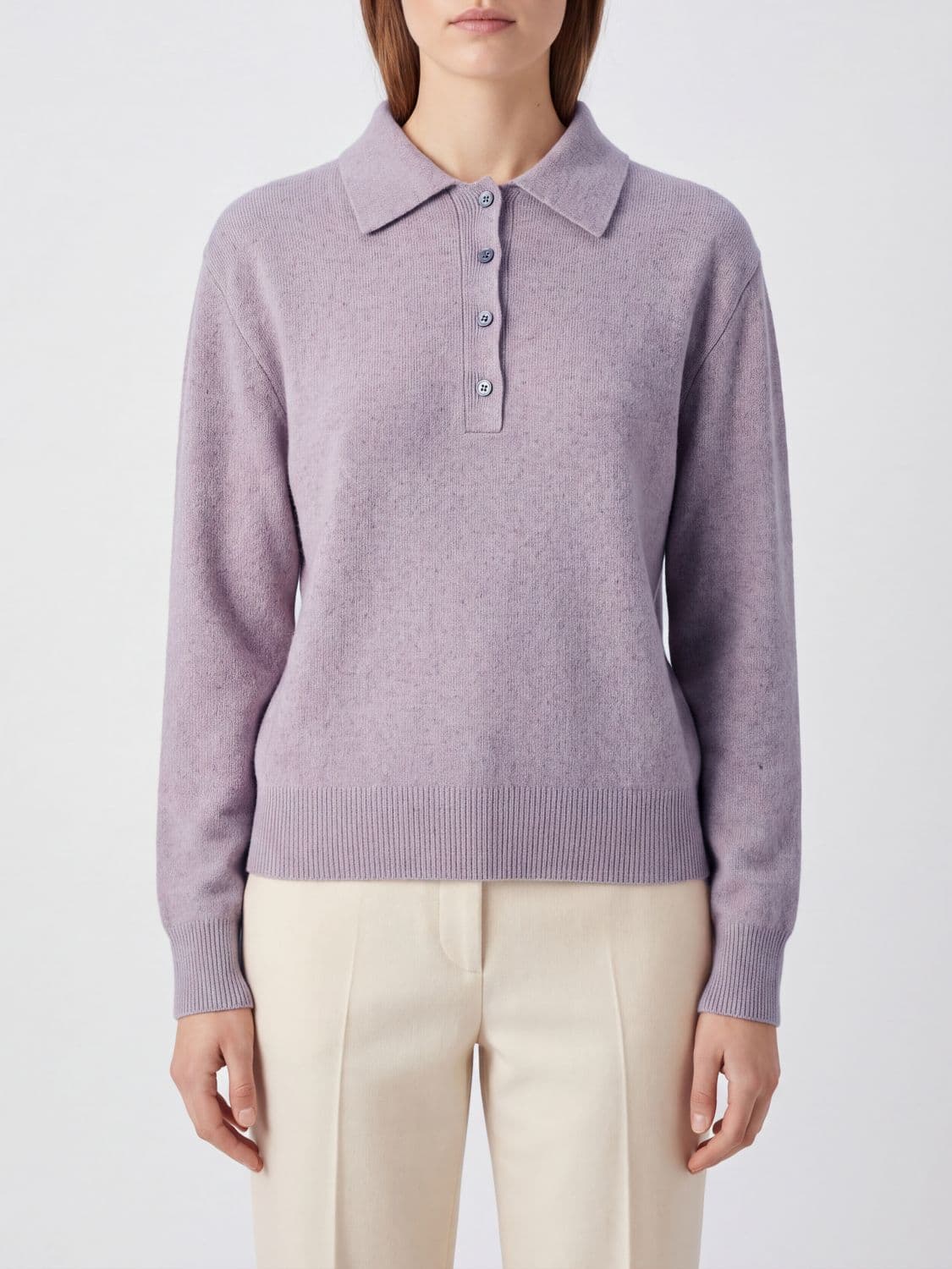 Rohe Long-Sleeved Knit Polo in a Wool, Silk and Cashmere Blend