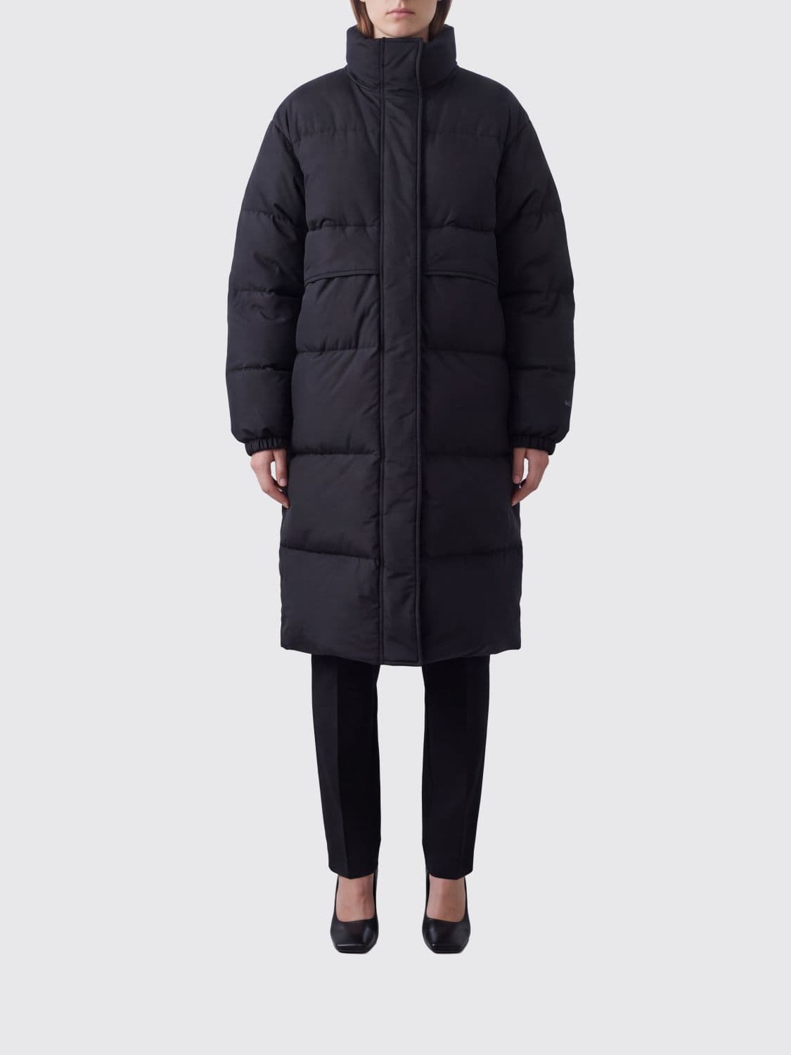 Jil Sander Long Quilted Polyester Puffer Jacket with Funnel Neck