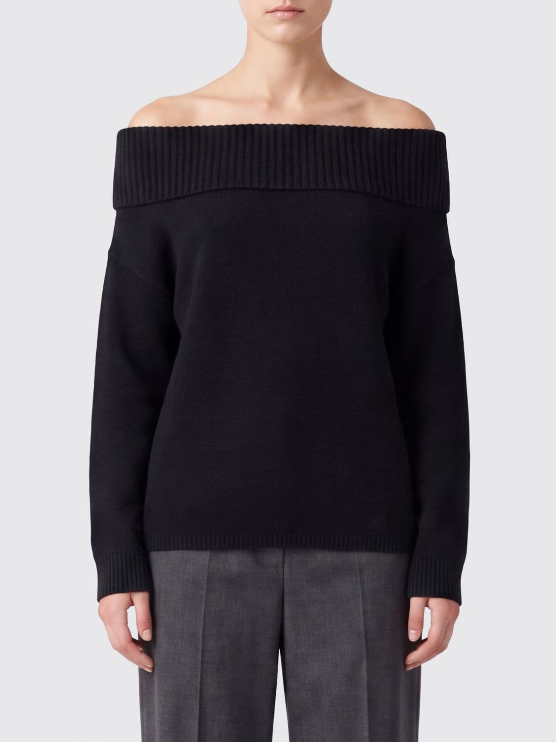 Loulou De Saison Crewneck Jumper in Cashmere Blend with Ribbed Trims