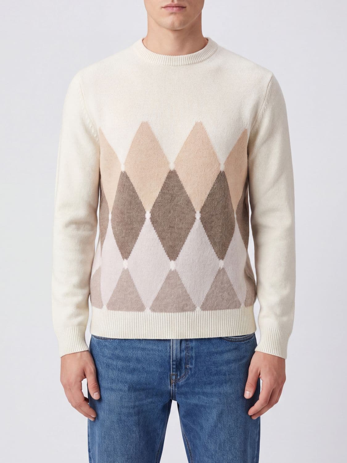 Ballantyne Diamond Pattern Pure Cashmere Crewneck Jumper
