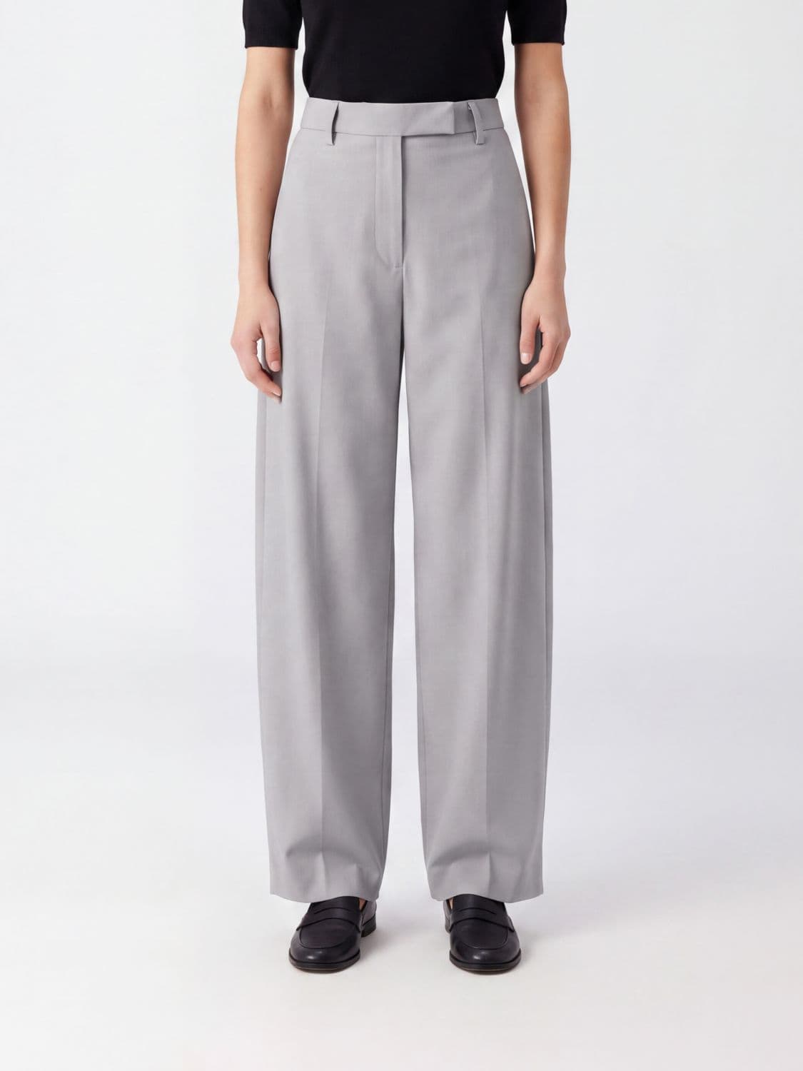Thelatest Dina High-Waisted Baggy Wide-Leg Trousers in Virgin Wool Blend