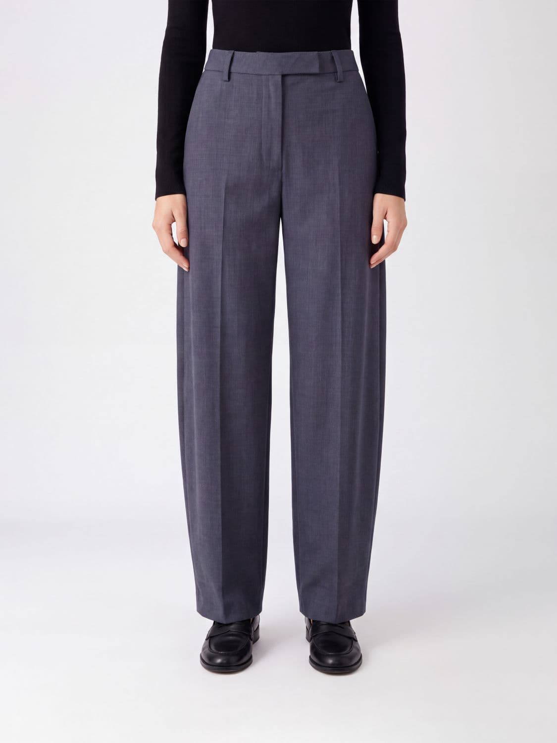 Thelatest Dina High-Waisted Baggy Wide-Leg Trousers in Virgin Wool Blend