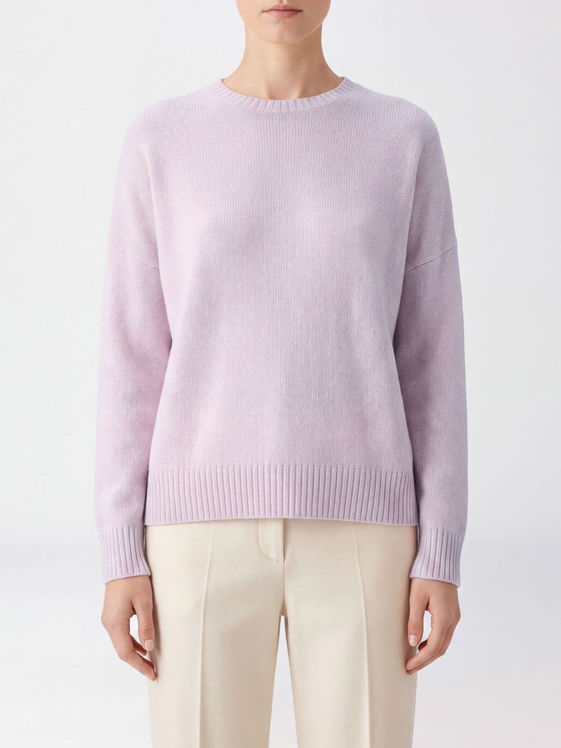 Kujten 100% Cashmere Crewneck Jumper with Long Sleeves and Ribbed Trims