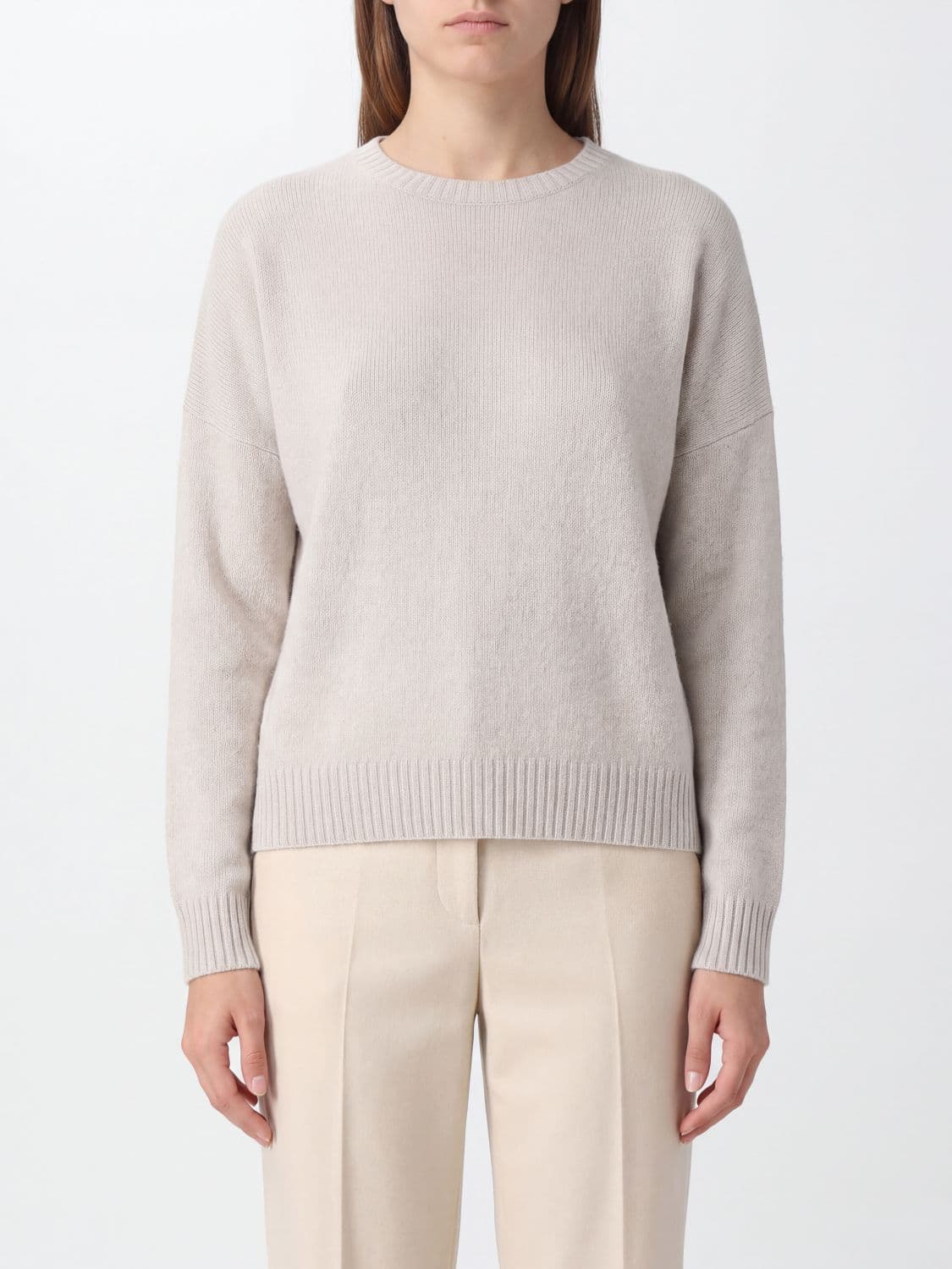 Kujten 100% Cashmere Crewneck Jumper with Long Sleeves and Ribbed Trims