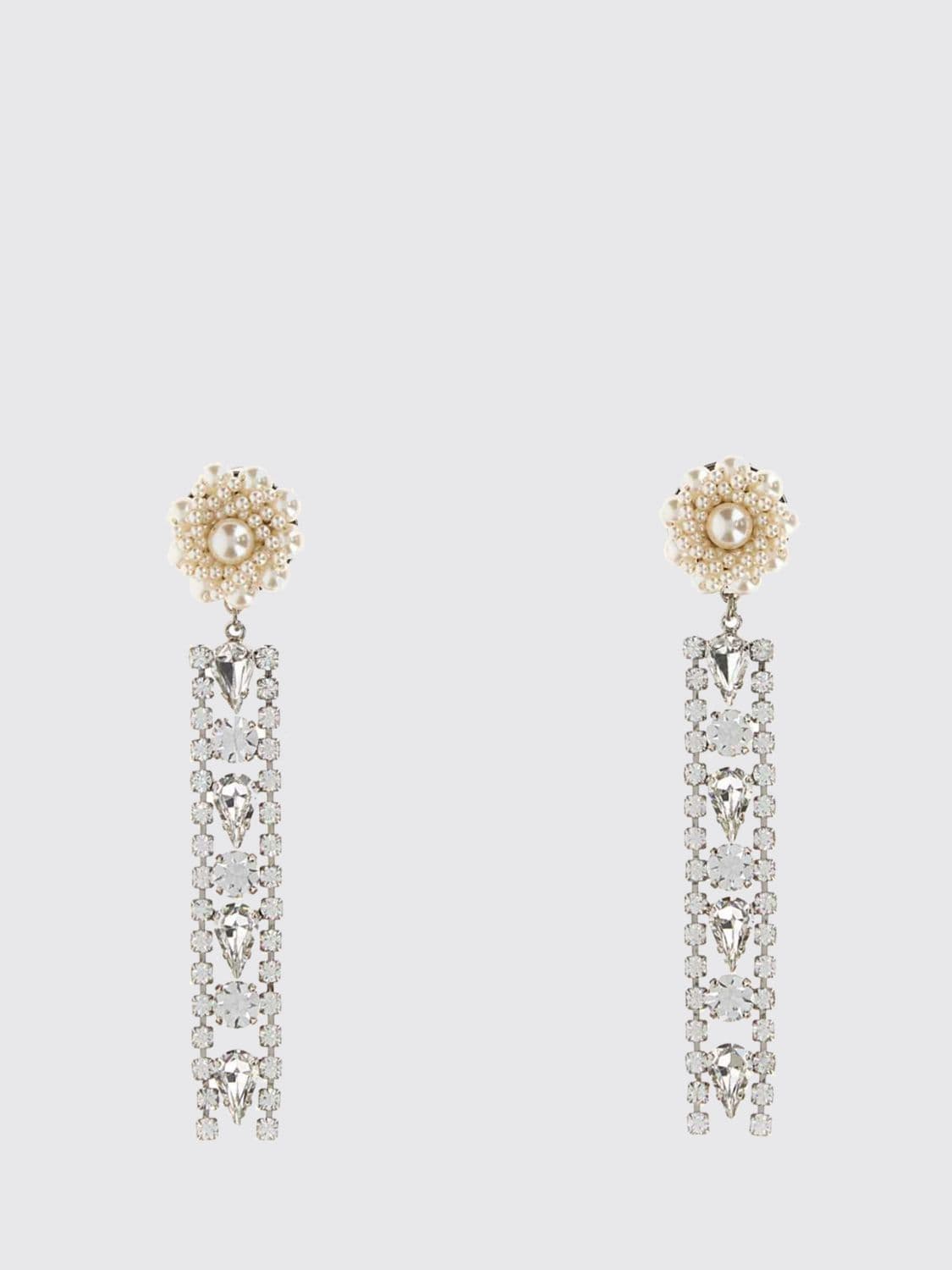 Alessandra Rich Crystal-Embellished Metal Clip-On Dangle Earrings