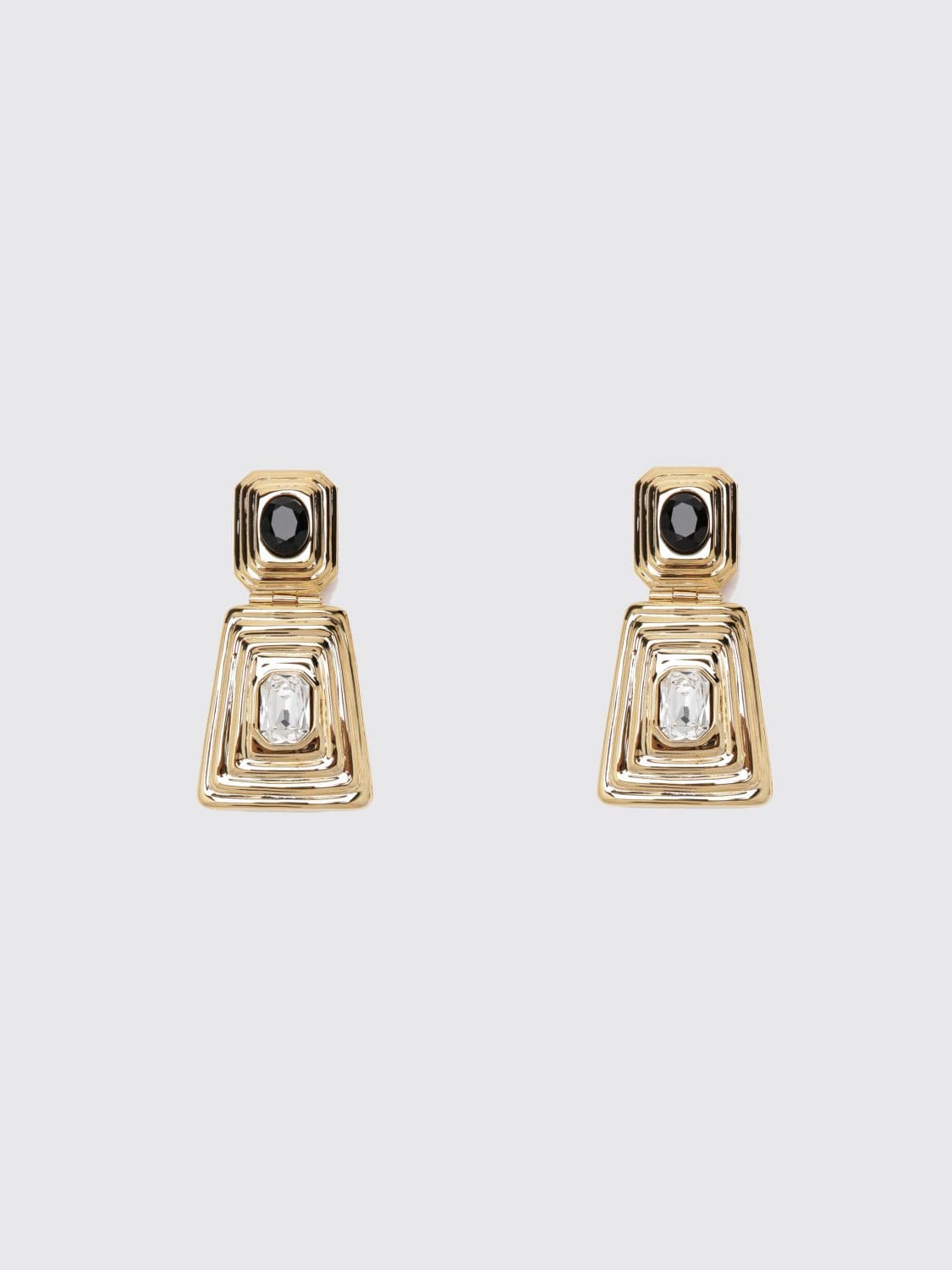Alessandra Rich Gold-Finish Metal Earrings with Black Crystals · OS