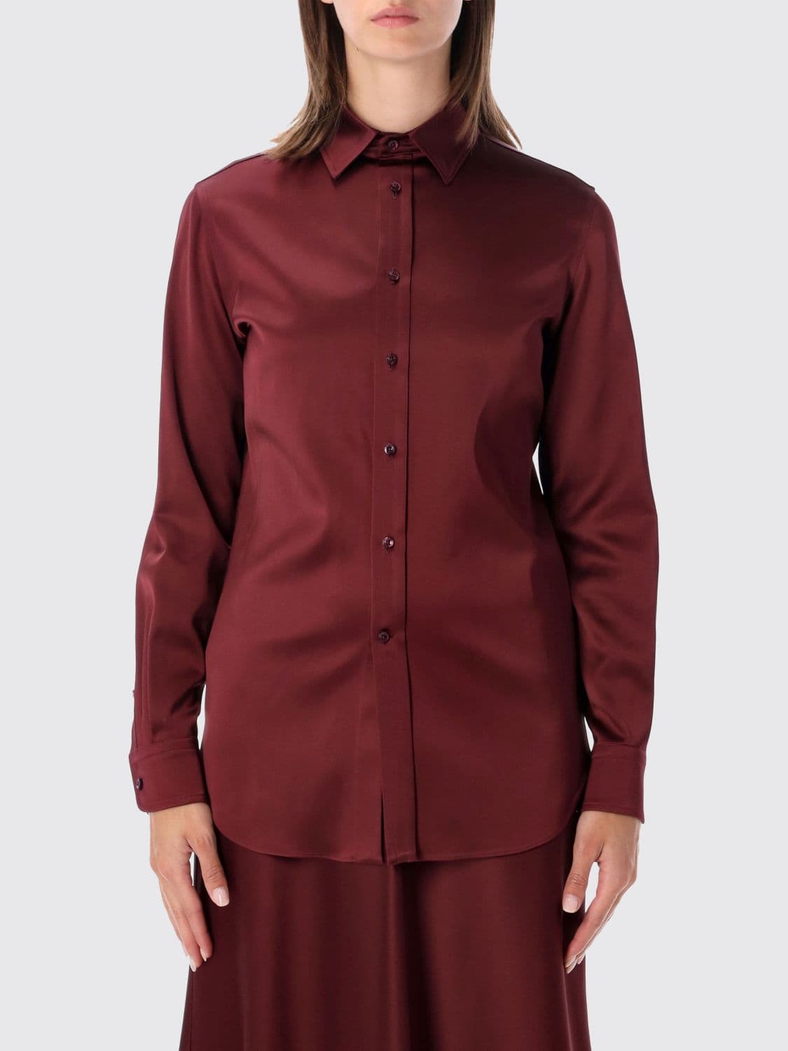 Ralph Lauren Long-Sleeved Pure Silk Shirt with Classic Collar