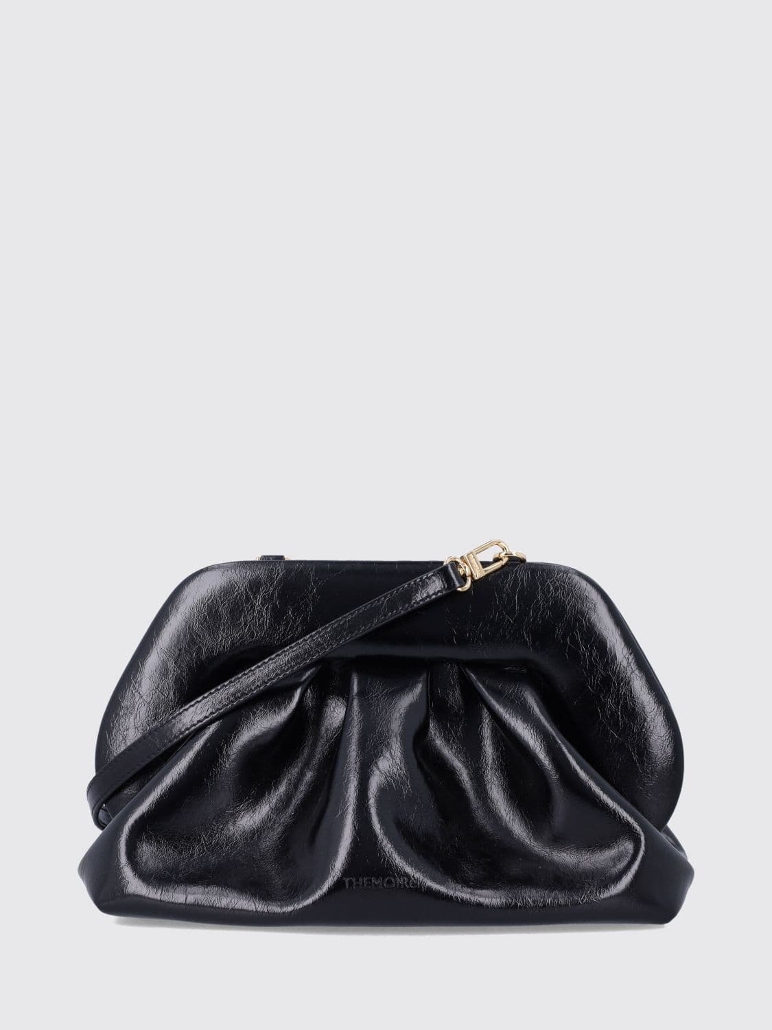 Themoirè Bios Draped Vegan Leather Clutch with Removable Strap
