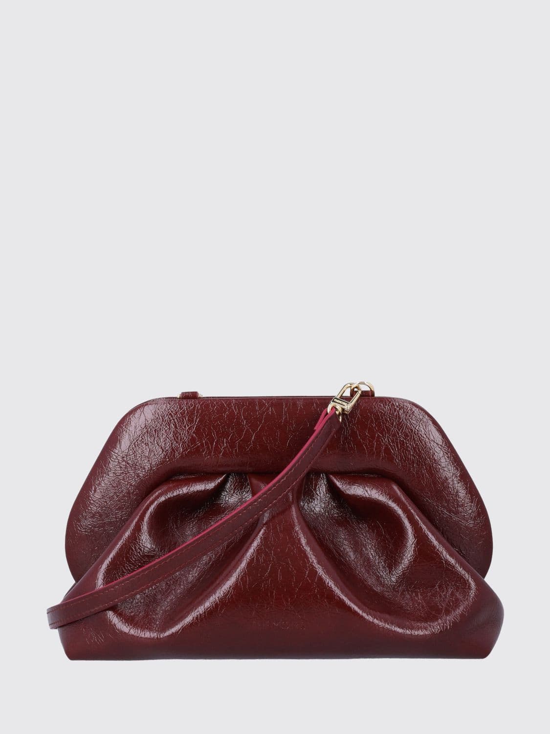 Themoirè Bios Draped Vegan Leather Clutch with Removable Strap