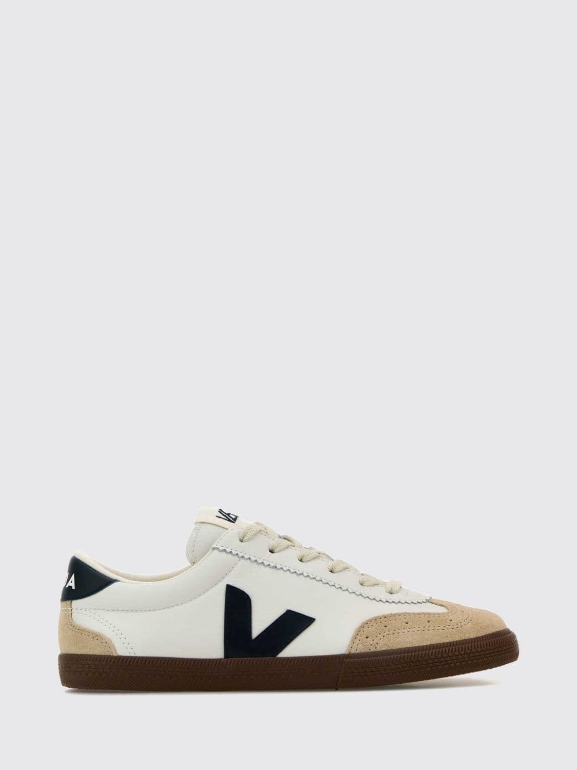 Veja Volley Sustainable O. T. Leather Trainers with Contrasting V-Logo