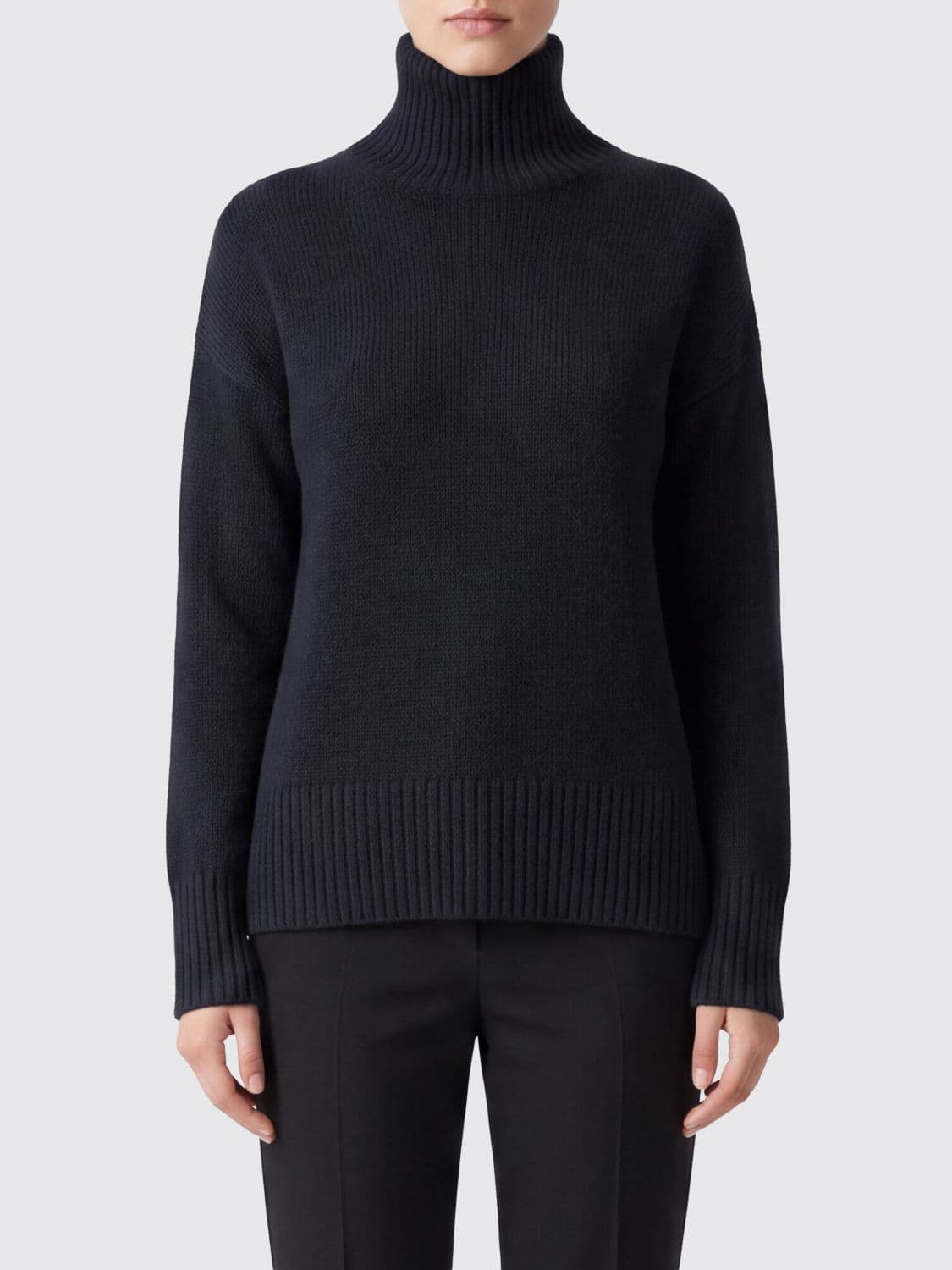 Kujten 100% Cashmere Turtleneck Jumper with Long Sleeves and Ribbed Trims