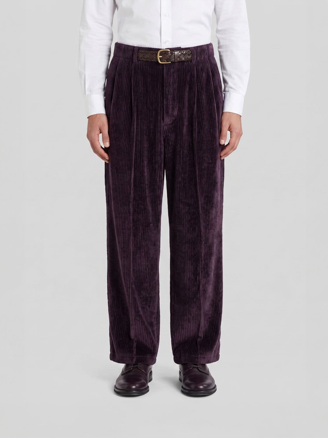 Giorgio Armani Ribbed Viscose Velvet Wide-Leg Trousers