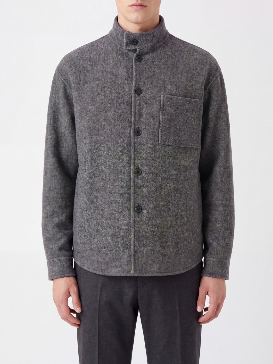 Giorgio Armani Short Silk and Cashmere Shirt Jacket with High Neck · 50