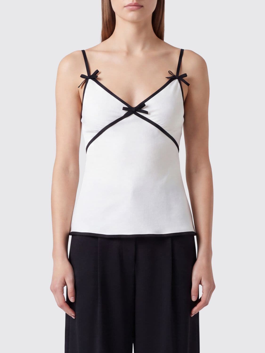 Moschino Couture Viscose Blend Evening Top with Bow and Thin Straps