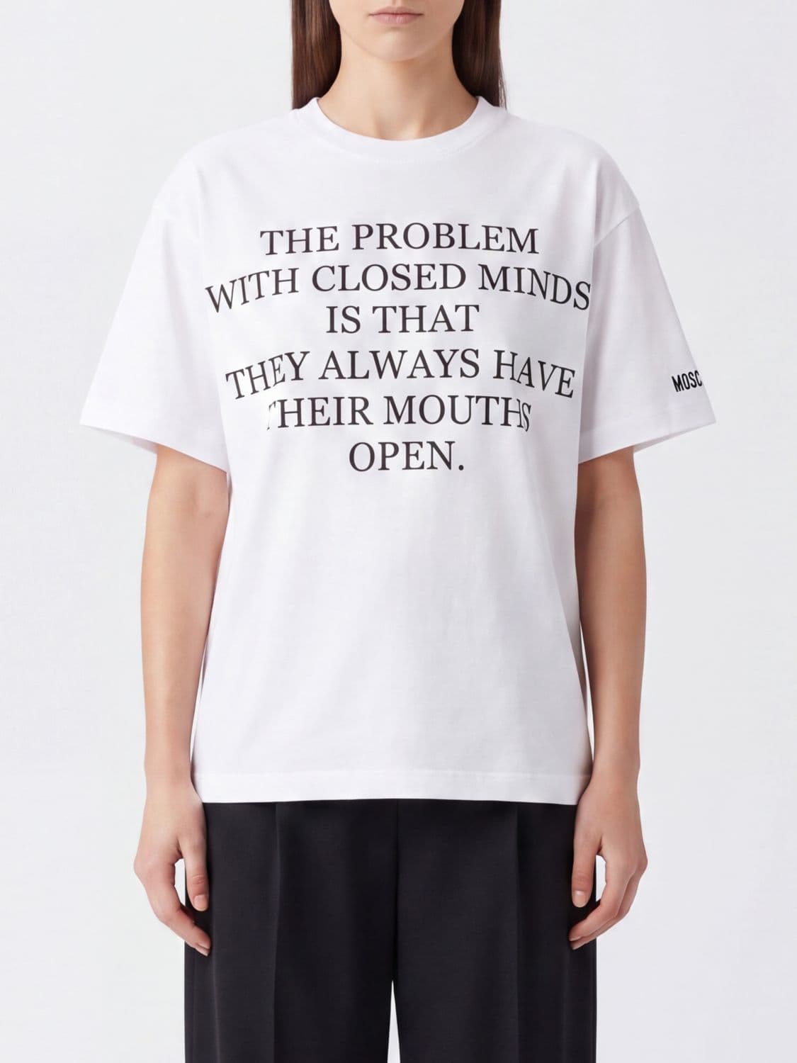 Moschino Couture Relaxed Fit Cotton T-shirt with Contrast Logo Print
