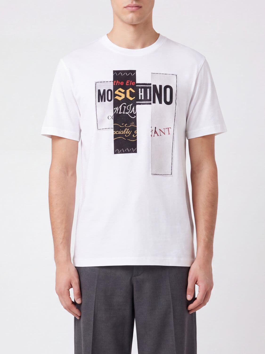 Moschino Couture Cotton Crewneck T-Shirt with Contrast Logo