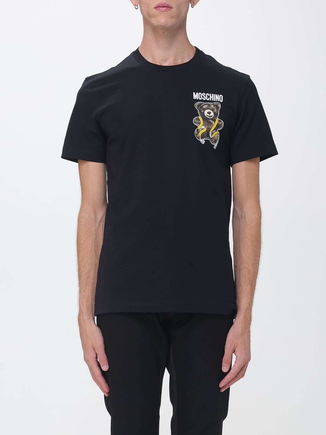 Moschino Couture Cotton Crewneck T-Shirt with Logo and Teddy Bear Print