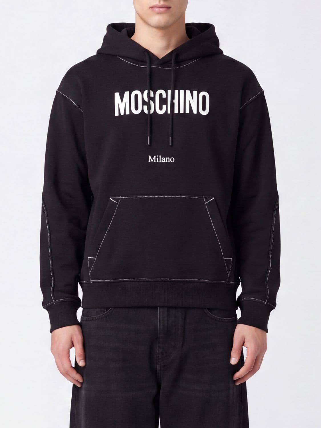 Moschino Couture Cotton Hoodie with Printed Logo