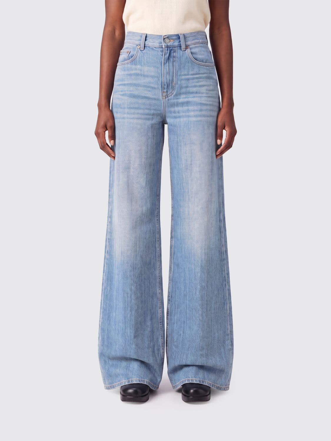 Chloé High-Waisted Flare Jeans in Five-Pocket Cotton Denim