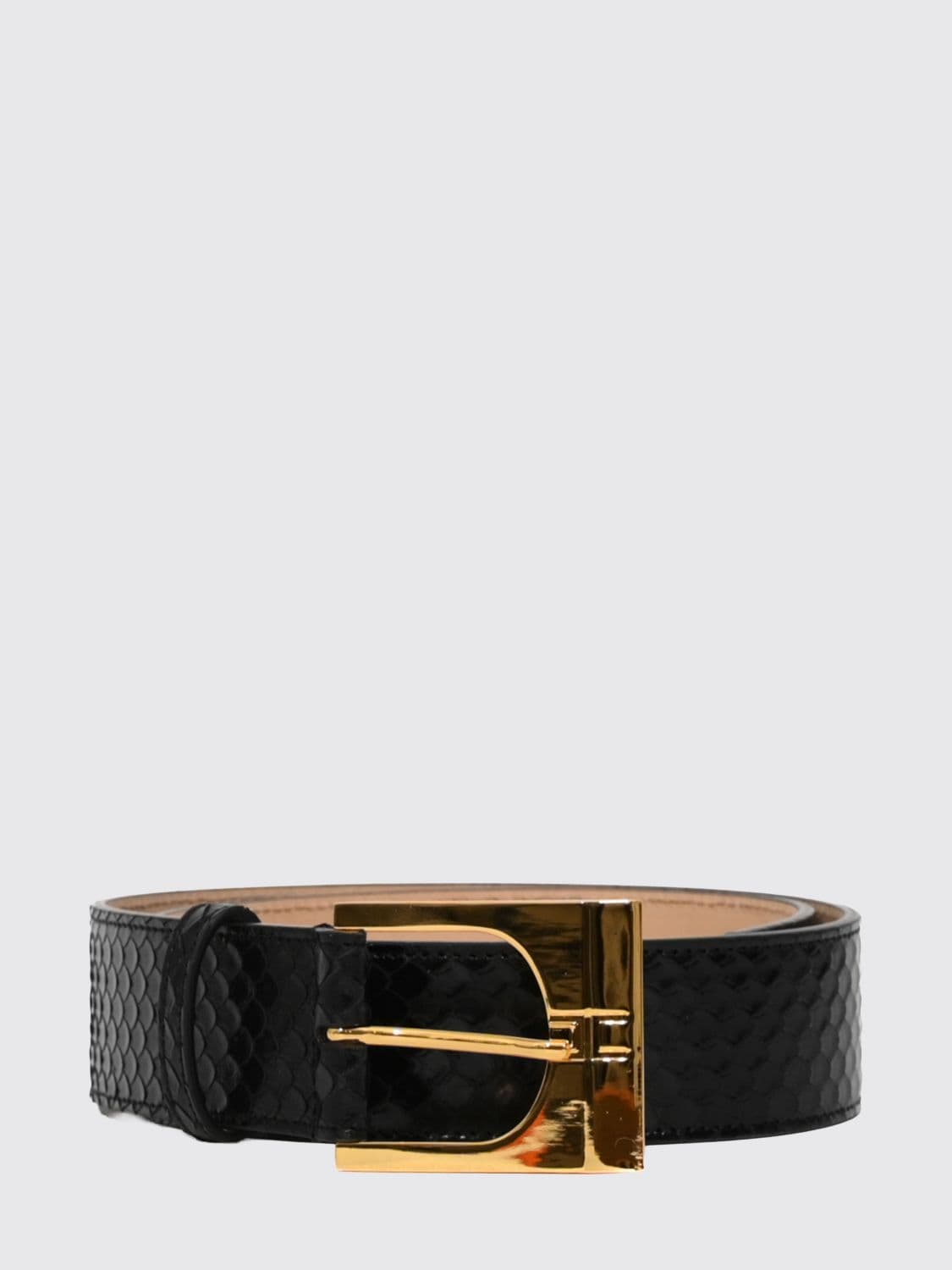 Elisabetta Franchi Python Print Leather Adjustable Belt with Buckle