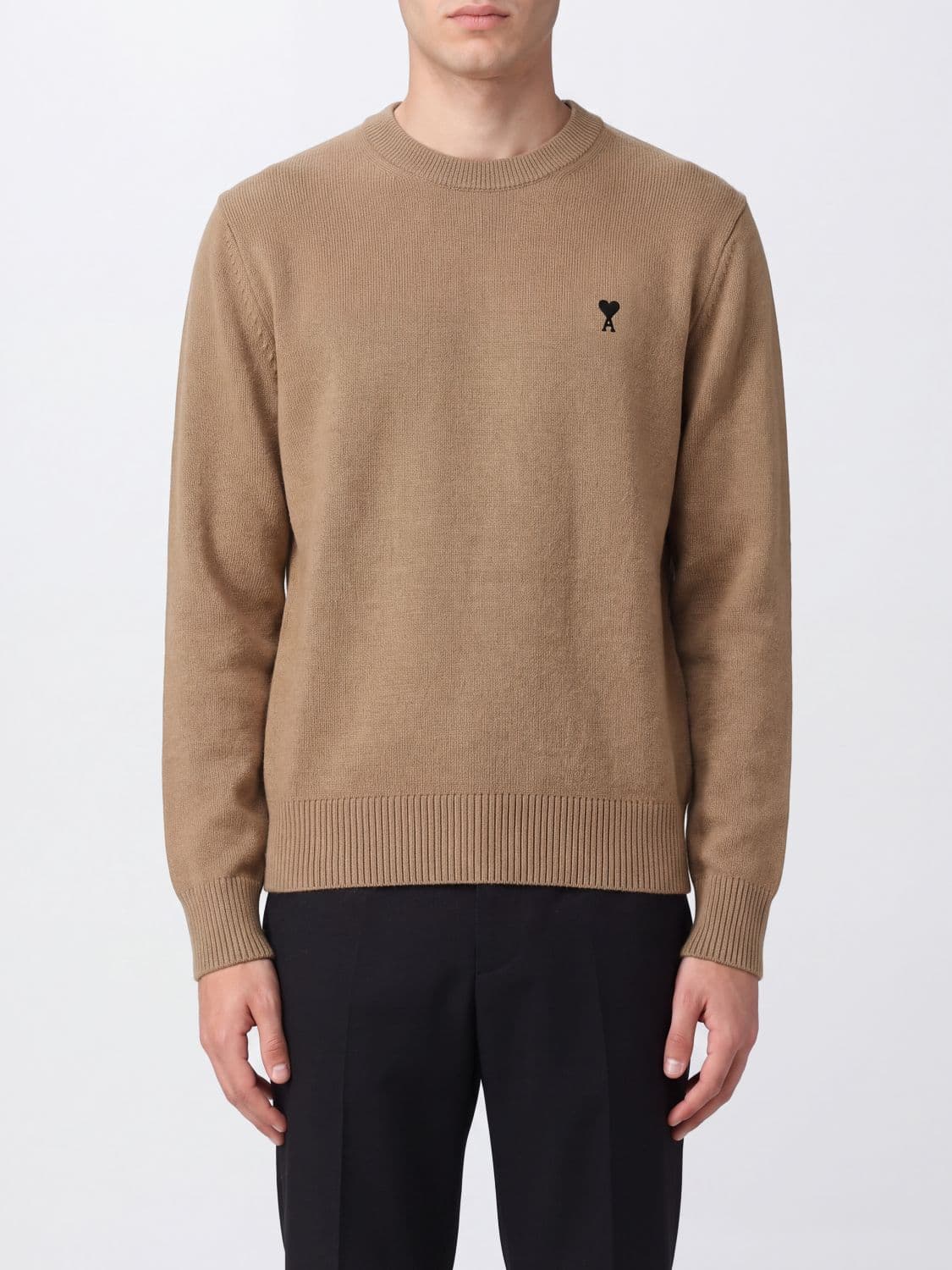 Ami Paris Wool Crewneck Jumper with Embroidered Ami de Caur Logo
