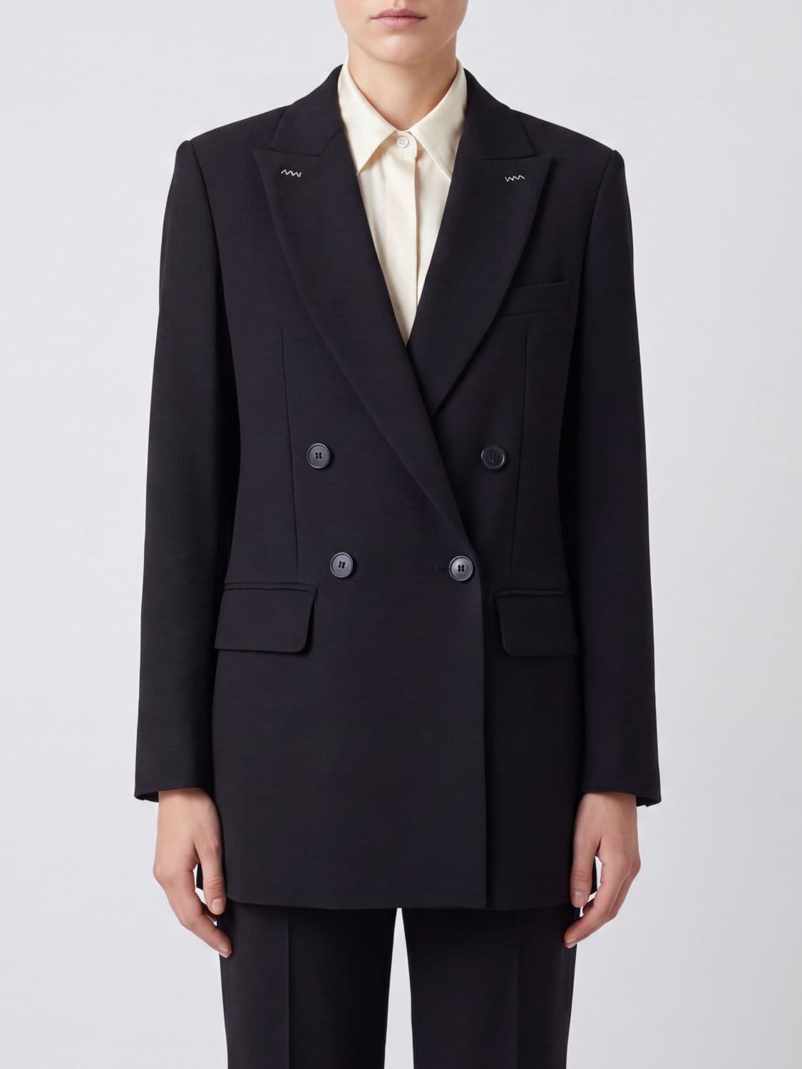 Max Mara Double-Breasted Wool Blazer with Revere Collar