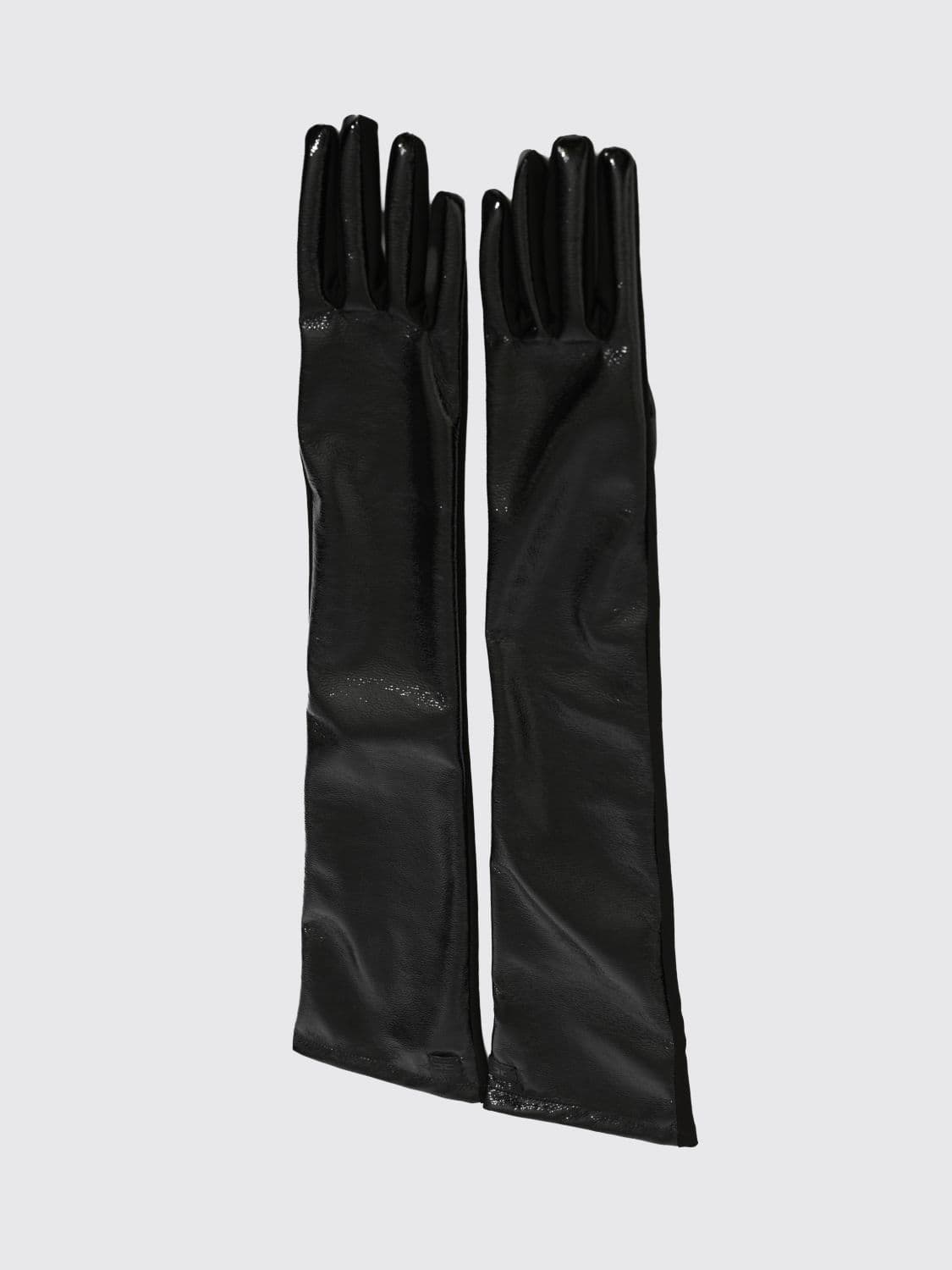 Elisabetta Franchi Synthetic Leather Gloves with Applied Monogram