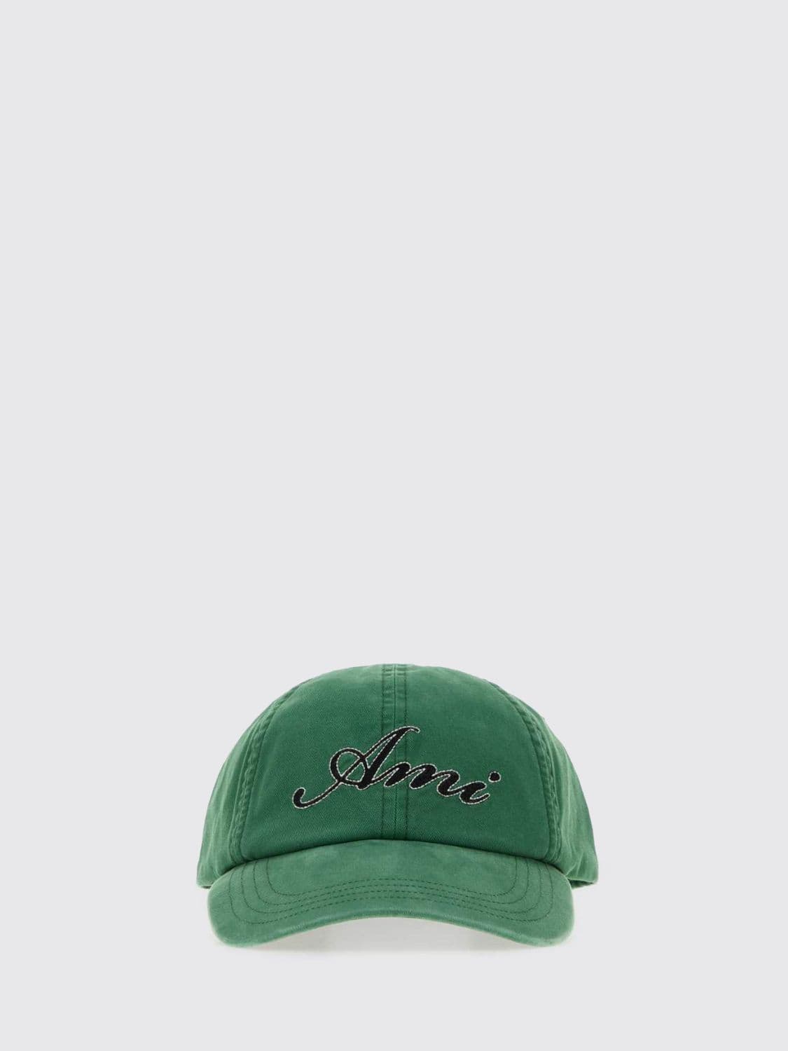 Ami Paris Black Cotton Baseball Cap with Logo