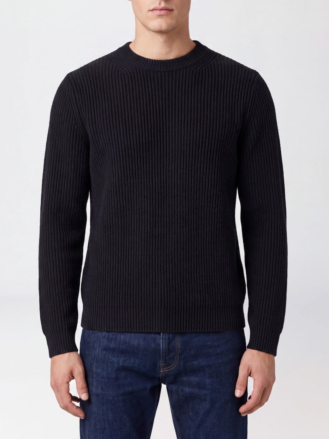 Zanone Ribbed Virgin Wool Crewneck Jumper