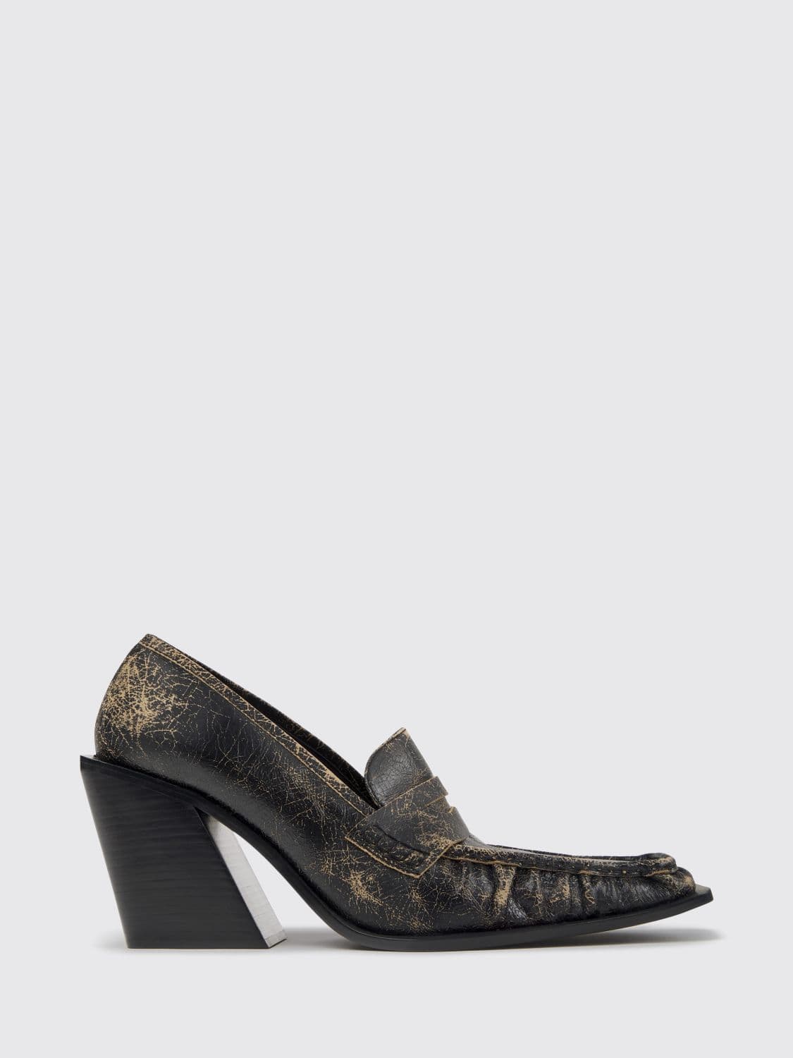 Camperlab Escandalo Bicolor Leather High-Heeled Loafers with Square Toe